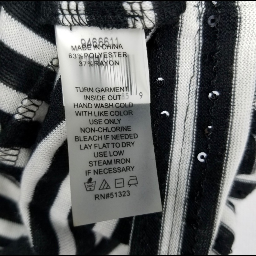 Sequin Blk & Wht StripedTop - Picture 6 of 7